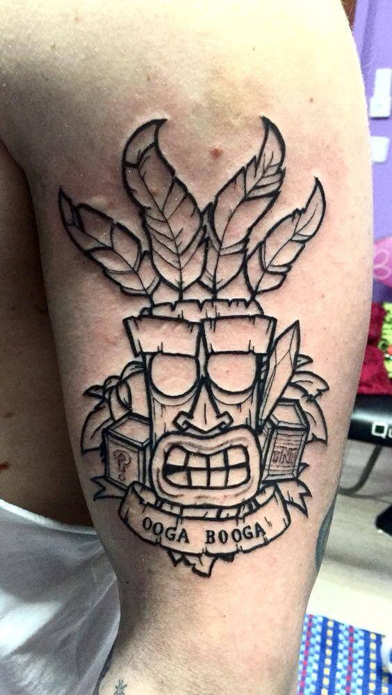 Black and White Ooga Booga Tiki Tattoo Tattoo Design