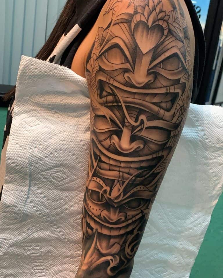 Carved Totem With Wood Texture Tiki Tattoo Tattoo Design