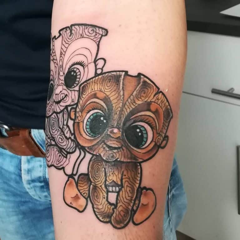 Modern Child-like Wooden Tiki Cartoon Tattoo Design