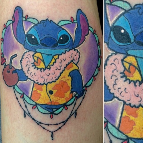 Stitch with Polynesian Shirt On Tattoo Design