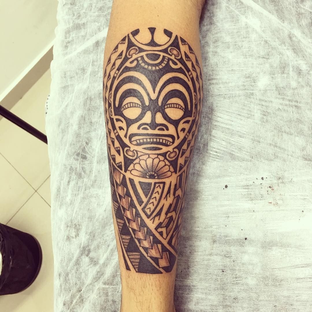 Tiki Medallion with Triangle Motif Tiki Tattoo Tattoo Design