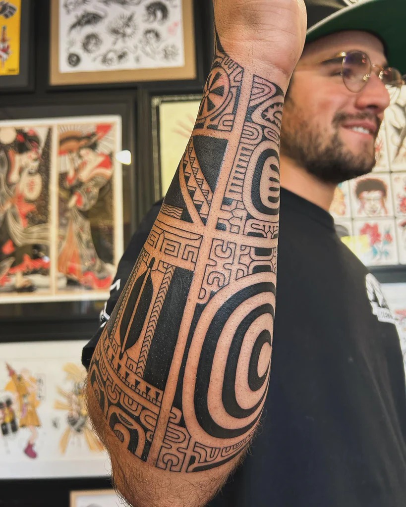 Geometric Tribal Forearm Design Tattoo Design