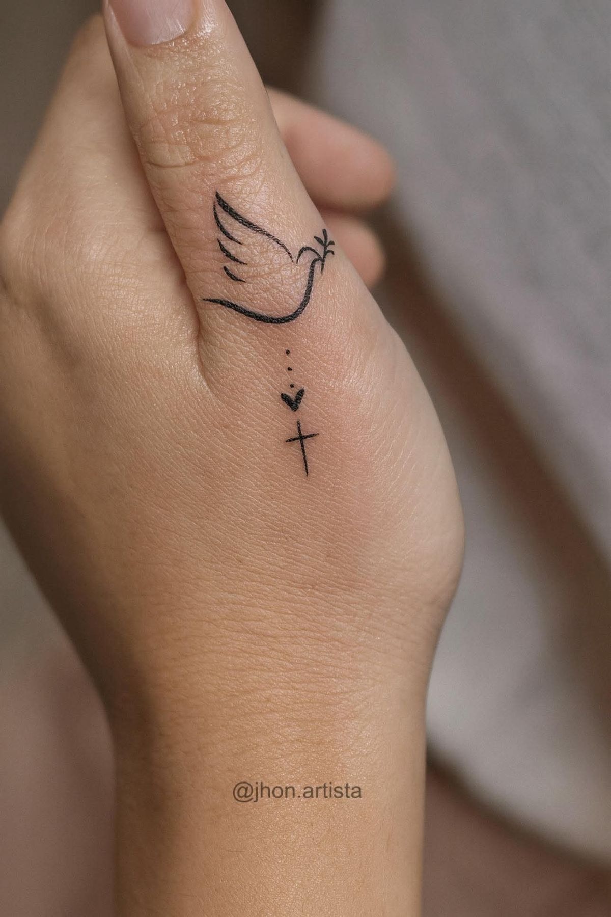 Dove and Cross-Hand Tattoo Tattoo Design