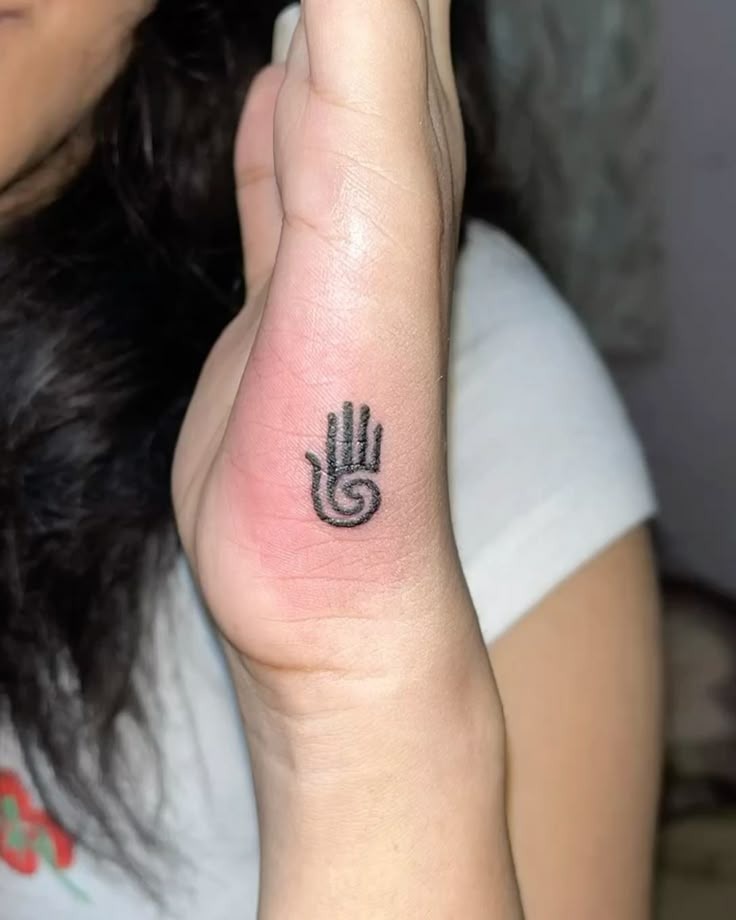 Tiny Hand Symbol Side Palm Tattoo Tattoo Design
