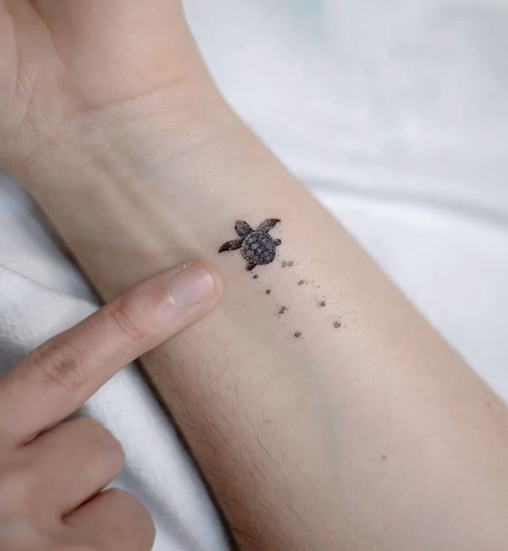 Tiny Turtle Trail Tattoo Tattoo Design
