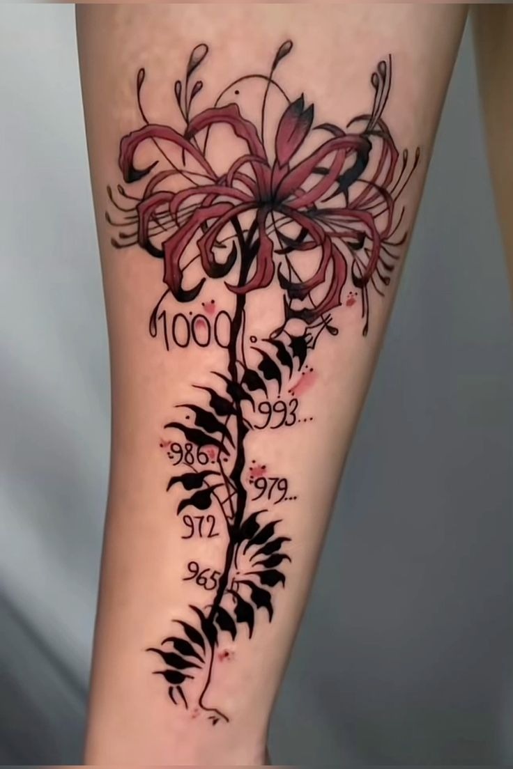 Dual Centipedes and Lily Sleeve Tattoo Design