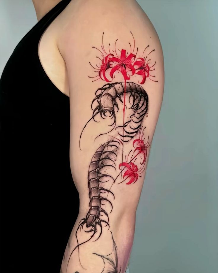 Kaneki Mask with Floral Split Tattoo Design
