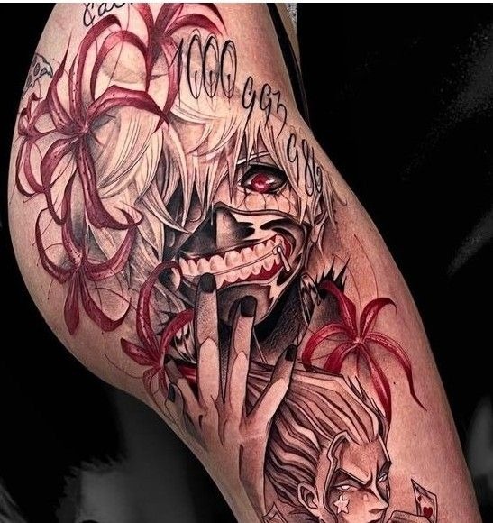 Kaneki with Centipede Spine Tattoo Design