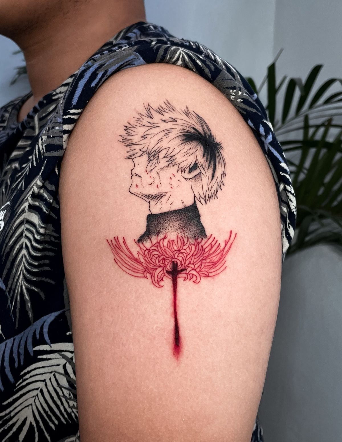 Kaneki with Spider Lily Bleed Tattoo Design