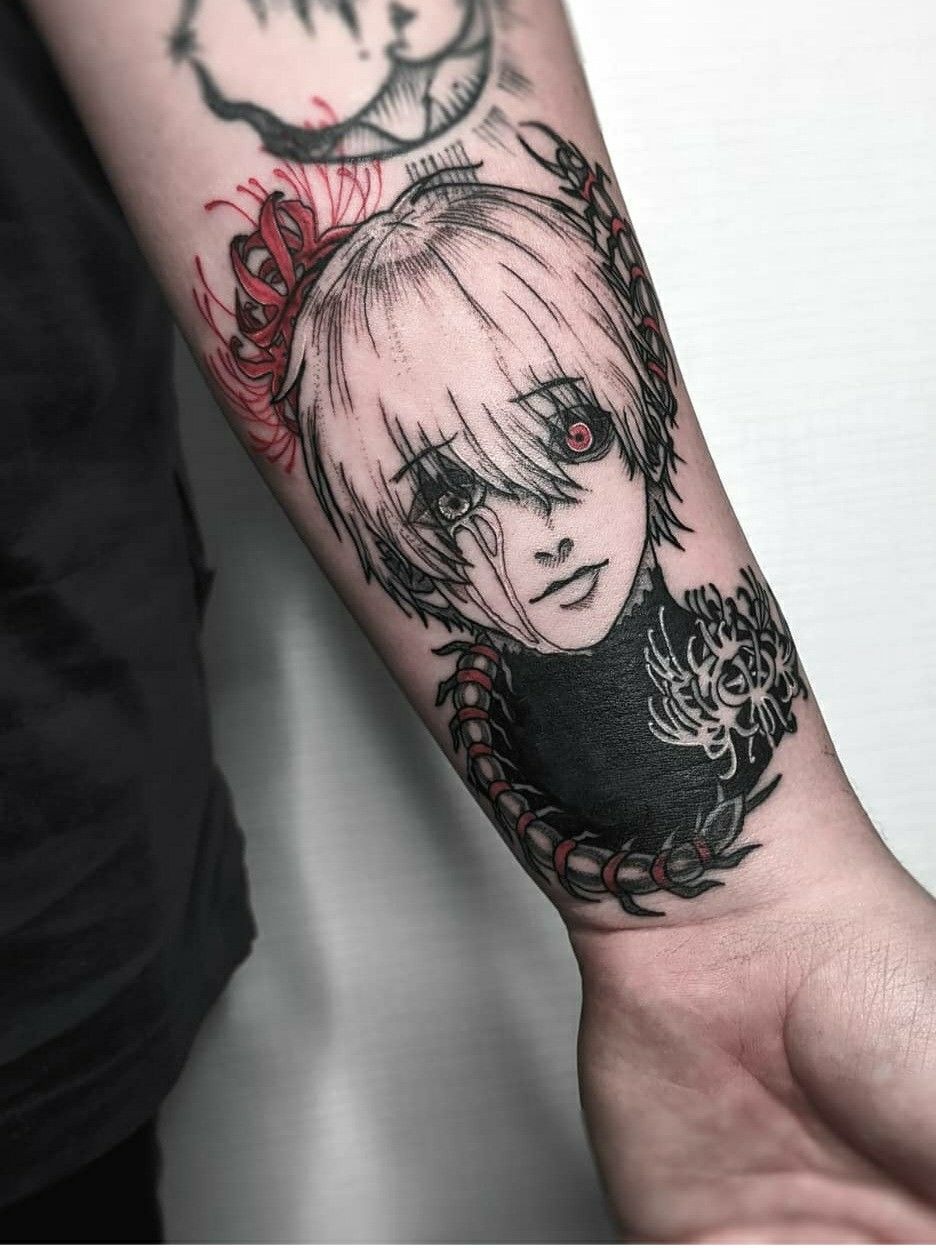 Vertical Spider Lily with Countdown Tattoo Design