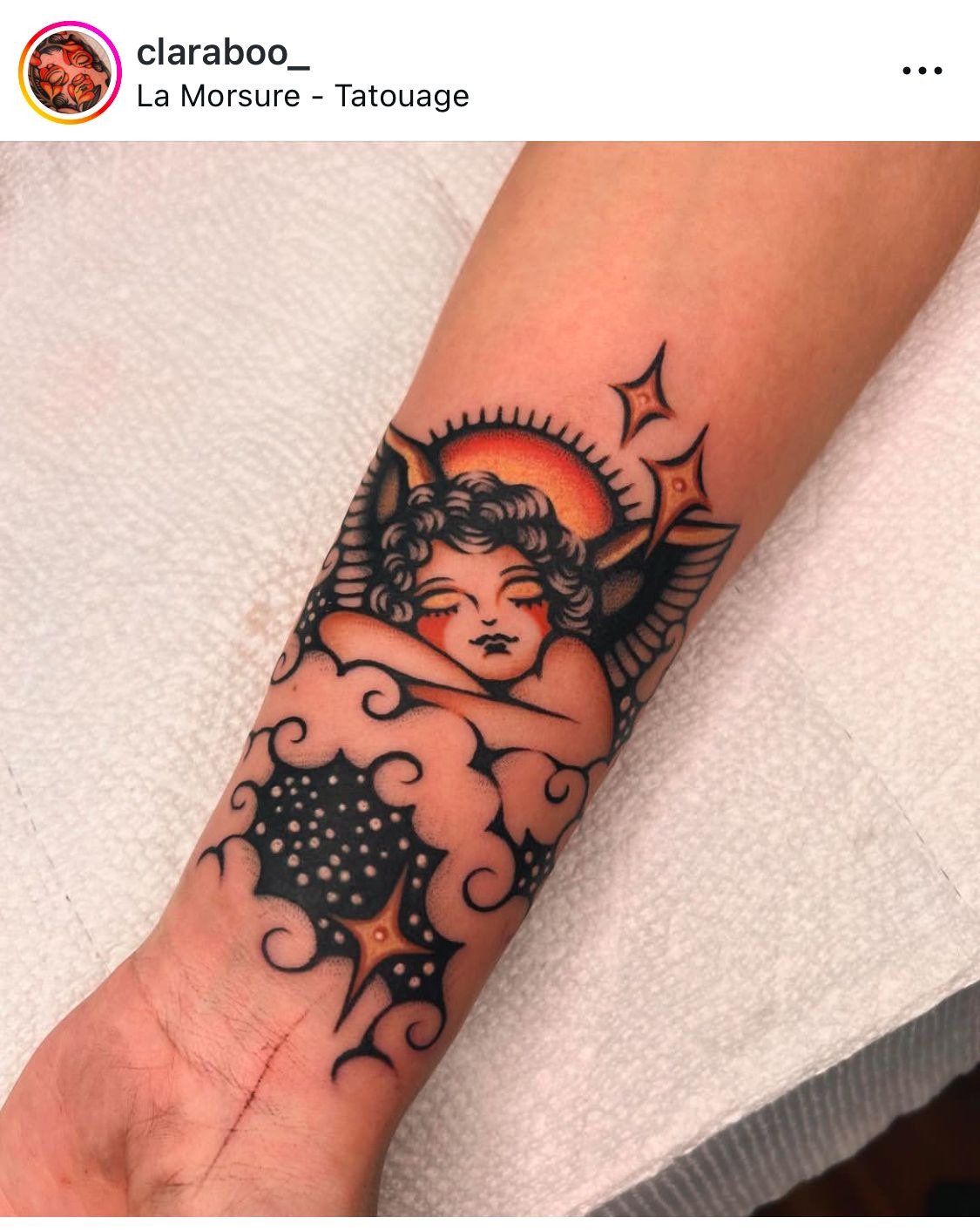 Cherub and Skull Contrast Tattoo Design