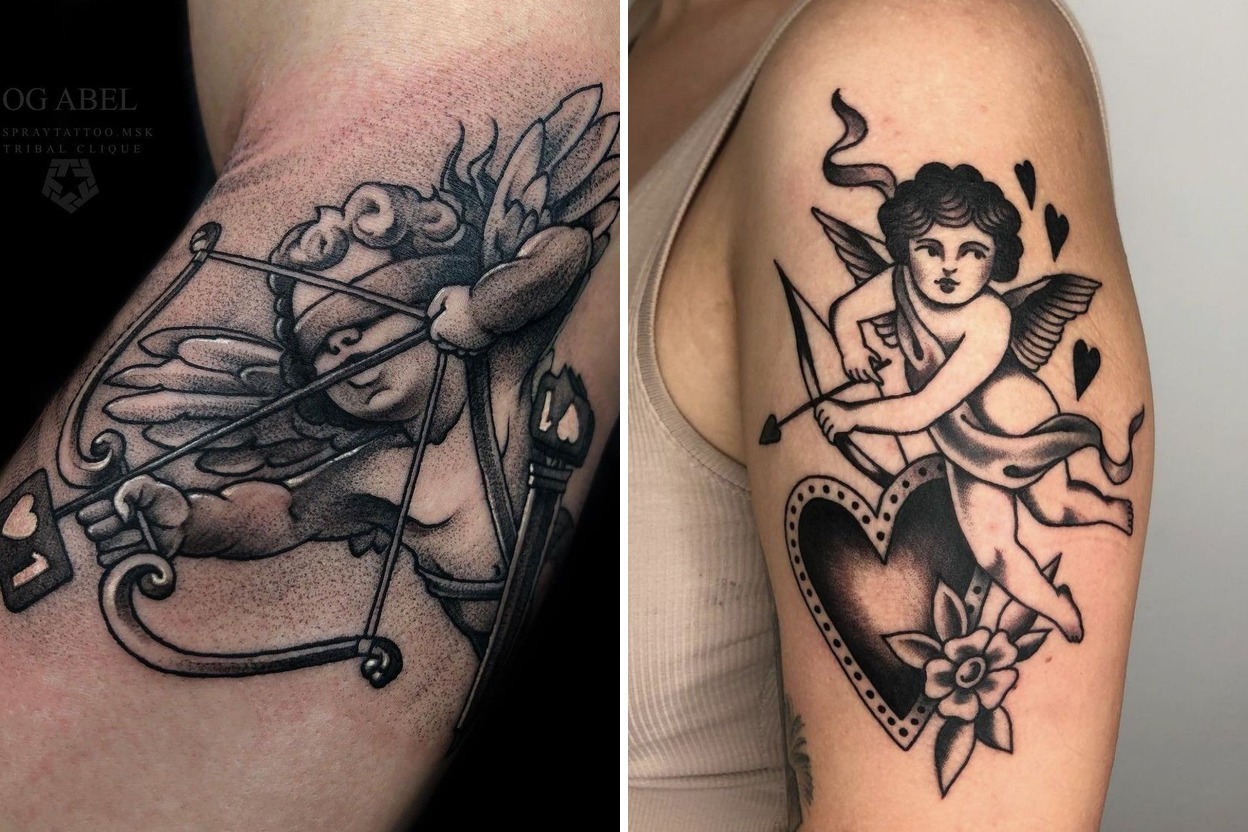 35+ Traditional Cherub Tattoo Ideas & Inspiration Featured Lookbook Collage