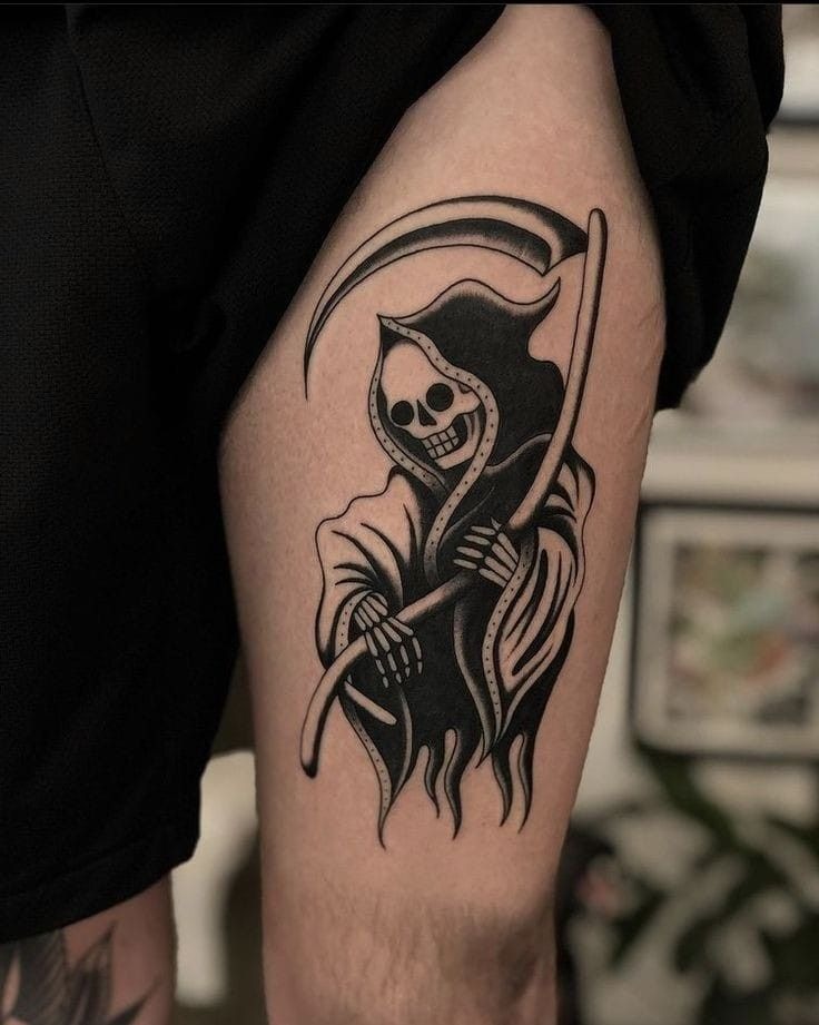 American Traditional Grim Reaper Tattoo Design