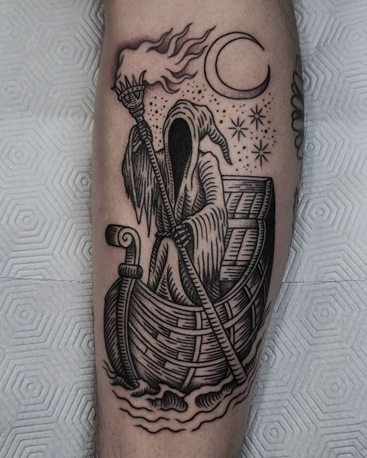 The Grim Ferryman Tattoo Design