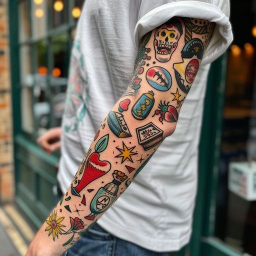 Classic Sleeve Medley Tattoo Design