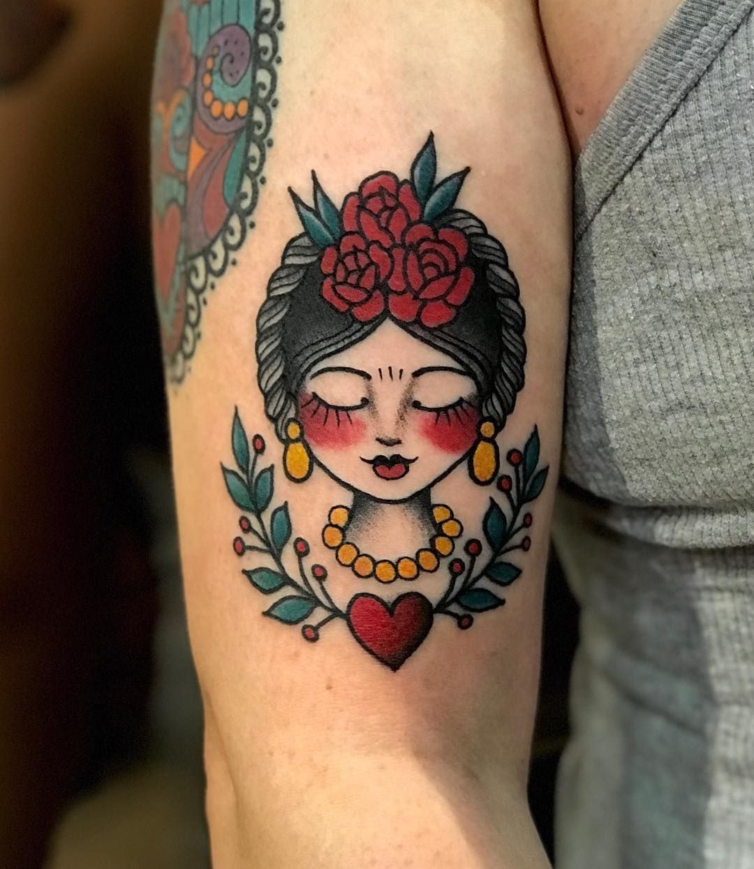 Floral Muse Portrait Tattoo Design