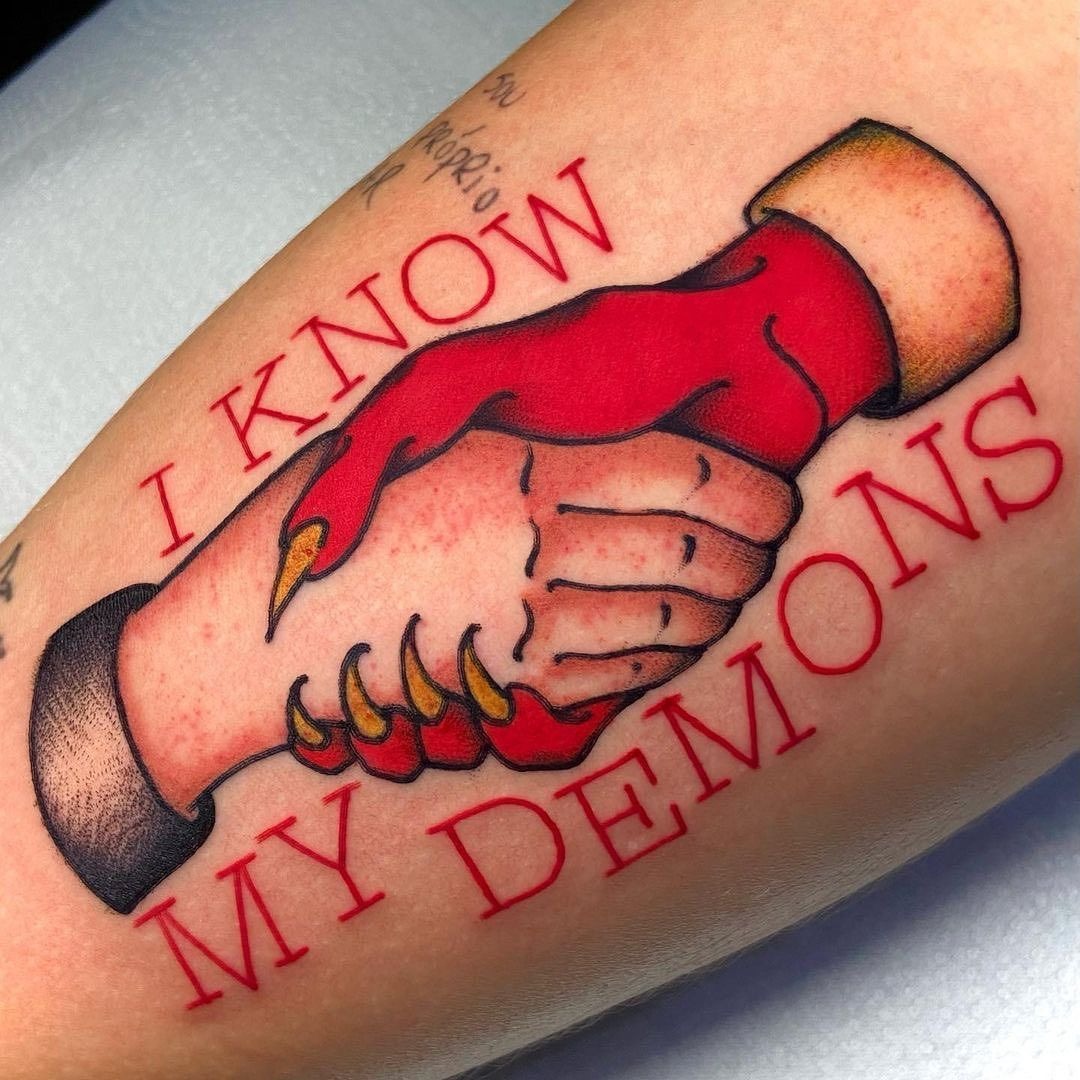 Handshake With Shadows Tattoo Design