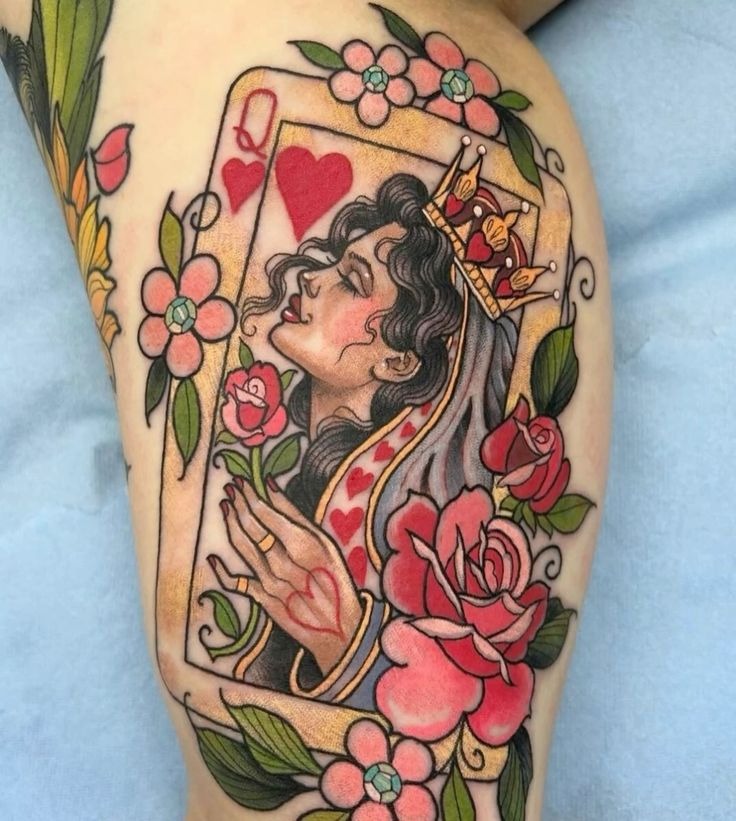 Queen of Hearts Reverie Tattoo Design