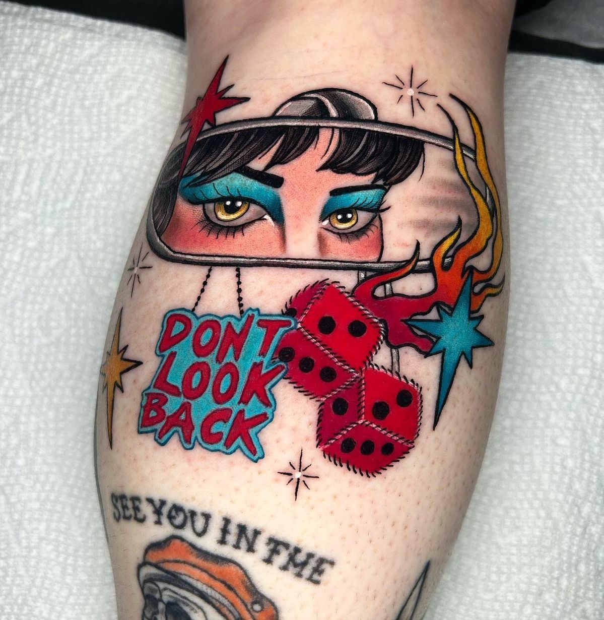 Rearview Rebel Message Tattoo Design