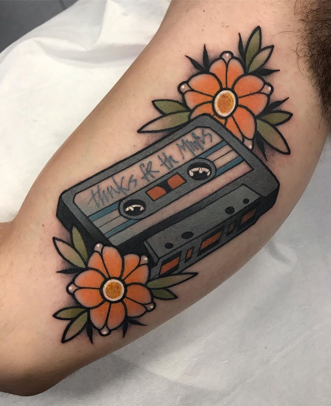 Retro Cassette Charm Tattoo Design