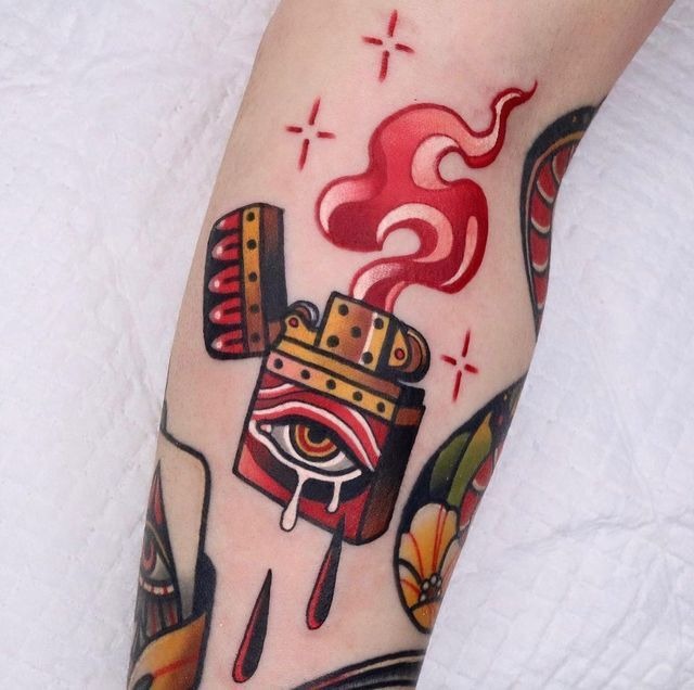 Surreal Lighter Vision Tattoo Design