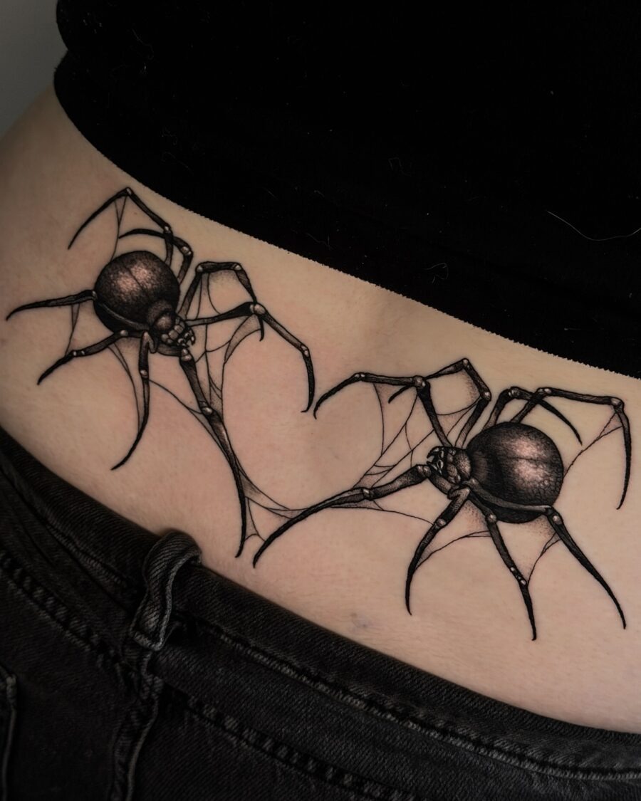Bold spider design on lower back Tattoo Design