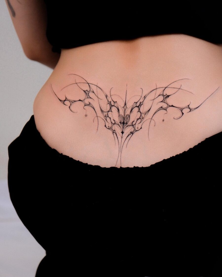 Elegant butterfly tramp stamp tattoo design Tattoo Design