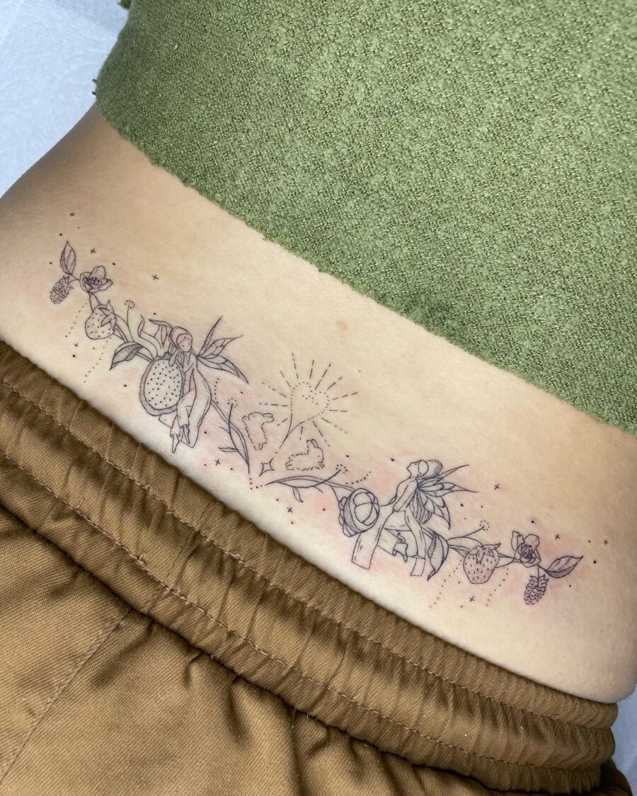 Elegant floral design for a trendy tramp stamp Tattoo Design