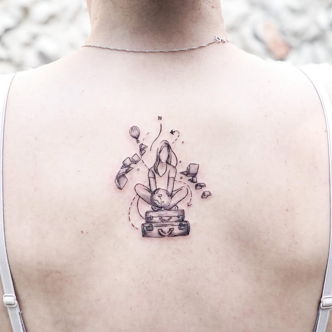 Exploring the world through intricate travel tattoos Tattoo Design