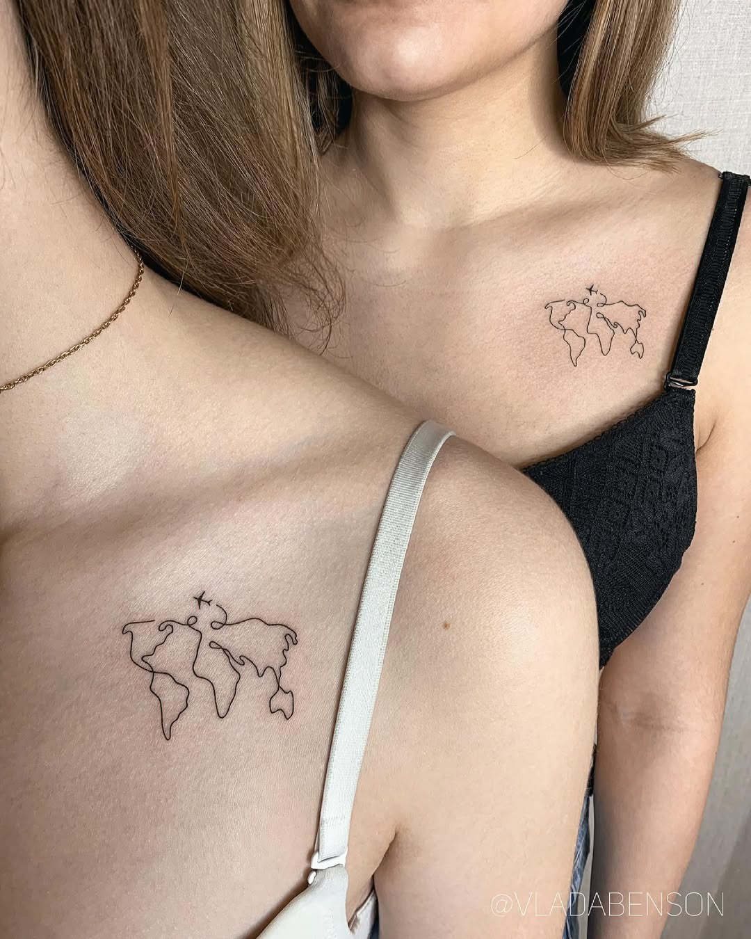 Minimalist world map tattoos for travel lovers Tattoo Design