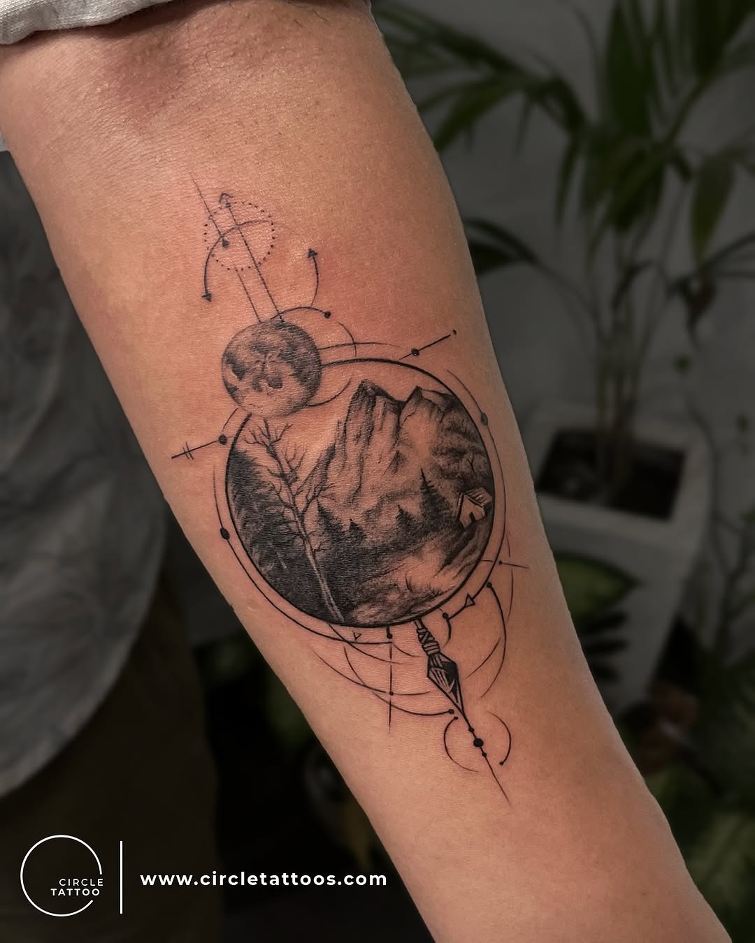 Stunning mountain compass tattoo design Tattoo Design