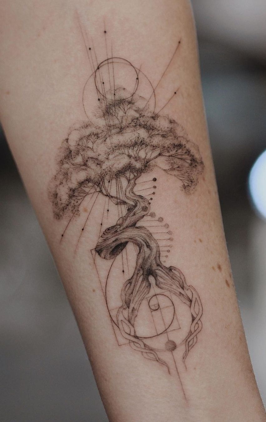 Abstract Fine Line Tree Tattoo Tattoo Design