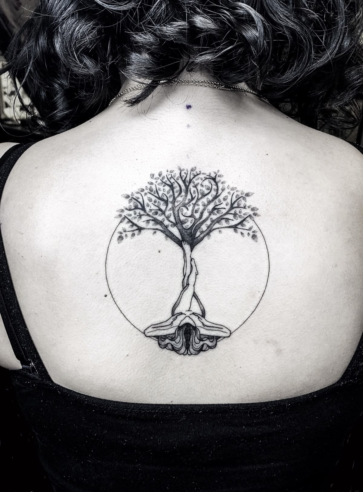 Back Tree of Life Tattoo with Figure Tattoo Design