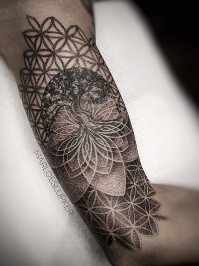 Geometric Sacred Tree Tattoo Tattoo Design