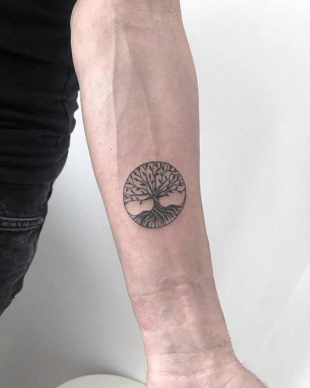 Small Forearm Tree Circle Tattoo Tattoo Design