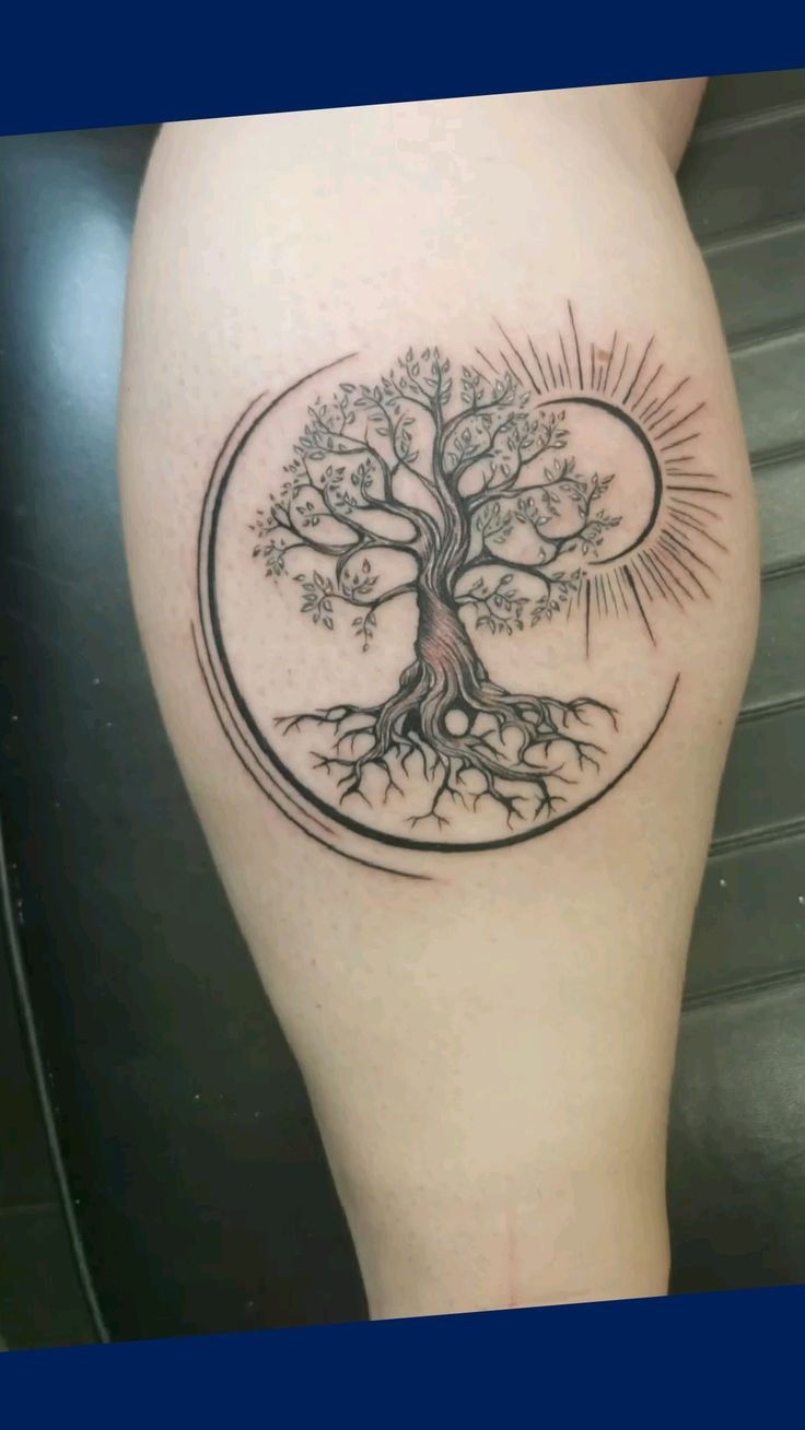 Sun and Moon Tree of Life Tattoo Tattoo Design