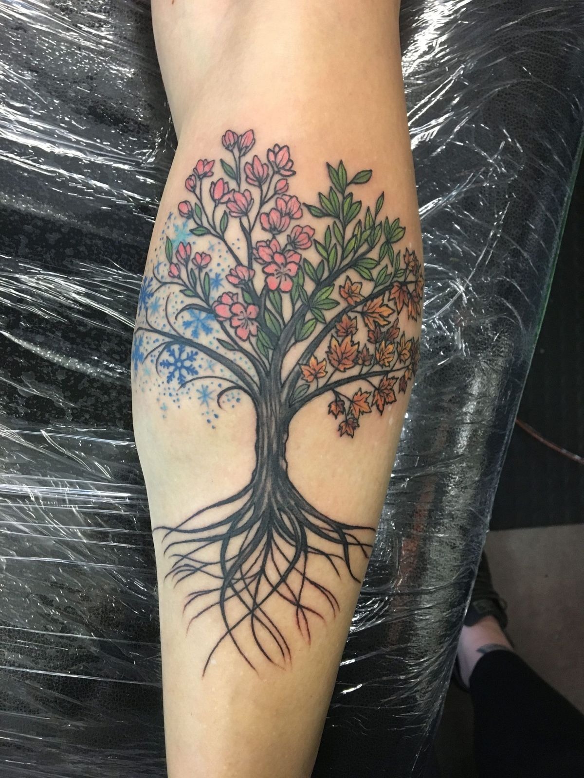 Watercolor Moon Phase Tree Tattoo Tattoo Design