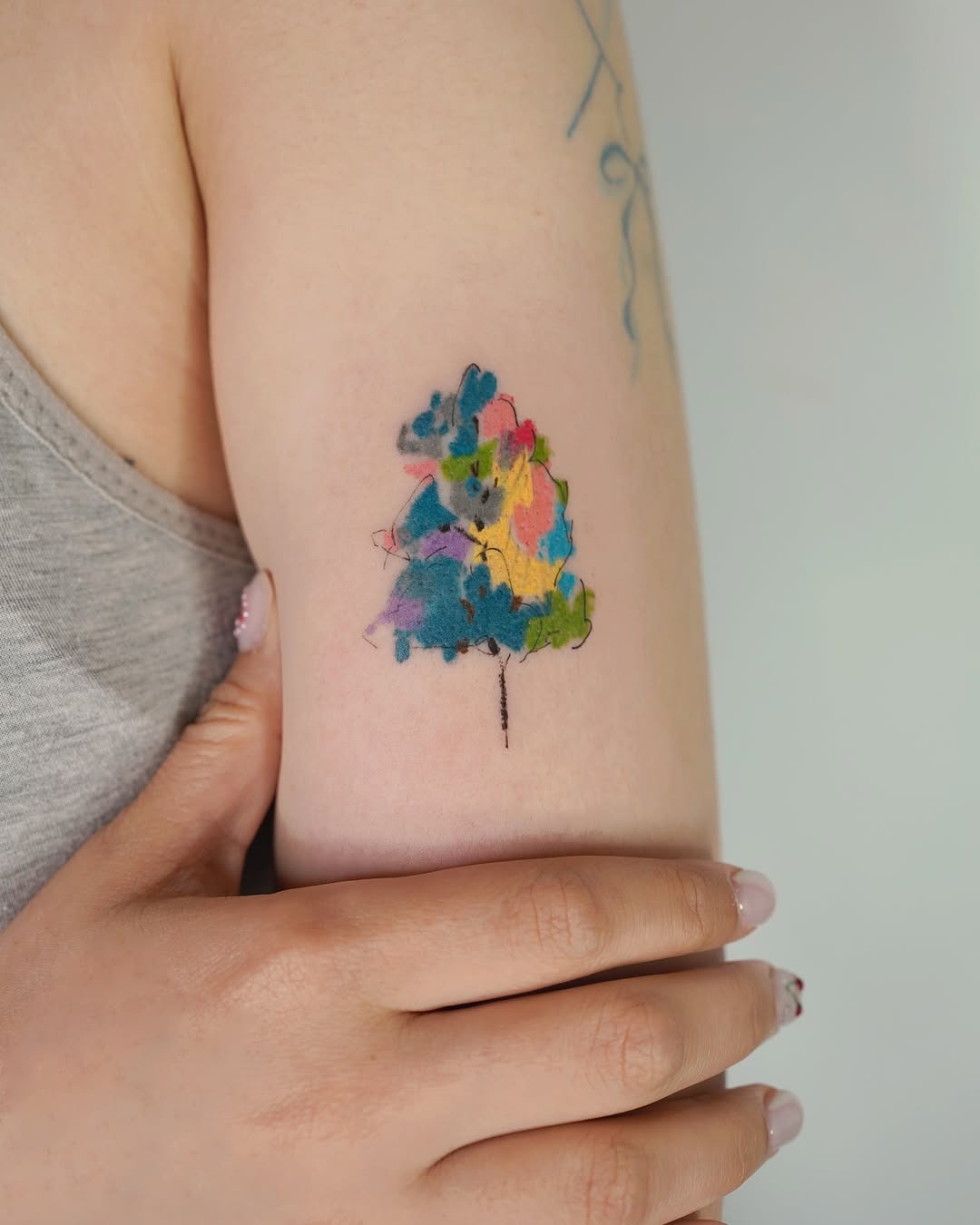 A colorful, artistic tree tattoo design Tattoo Design