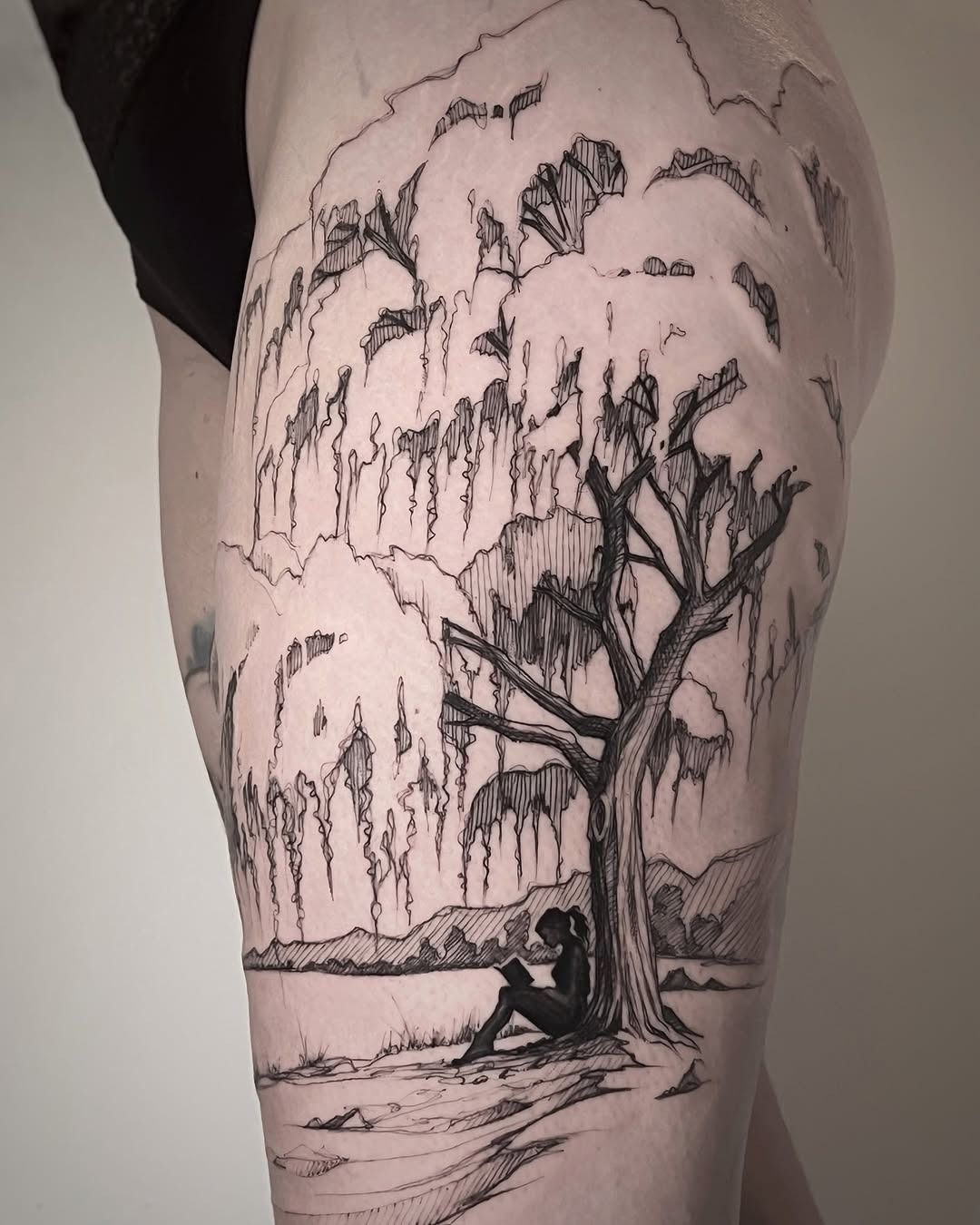 Colorful tree tattoo with artistic flair Tattoo Design
