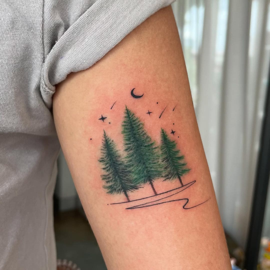 Intricate tree tattoo with cosmic elements Tattoo Design