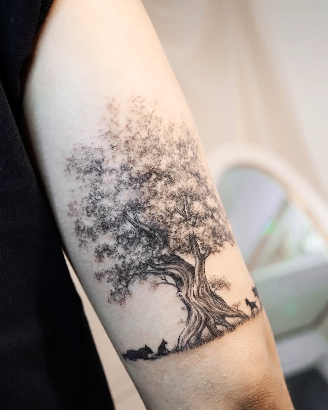 Stunning Tree Tattoo with Life Below Tattoo Design