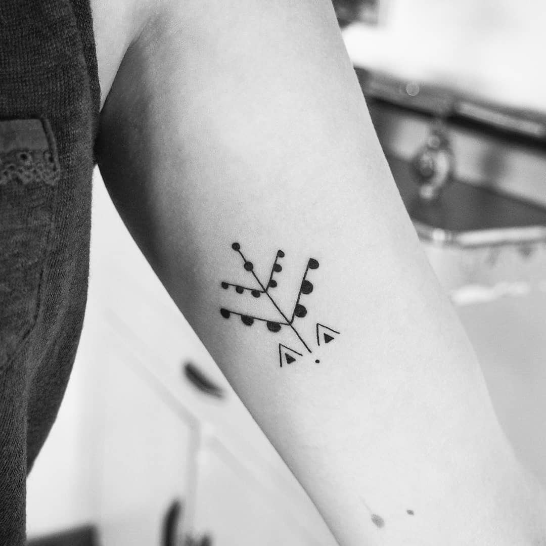Stylish geometric tree tattoo design in black ink Tattoo Design