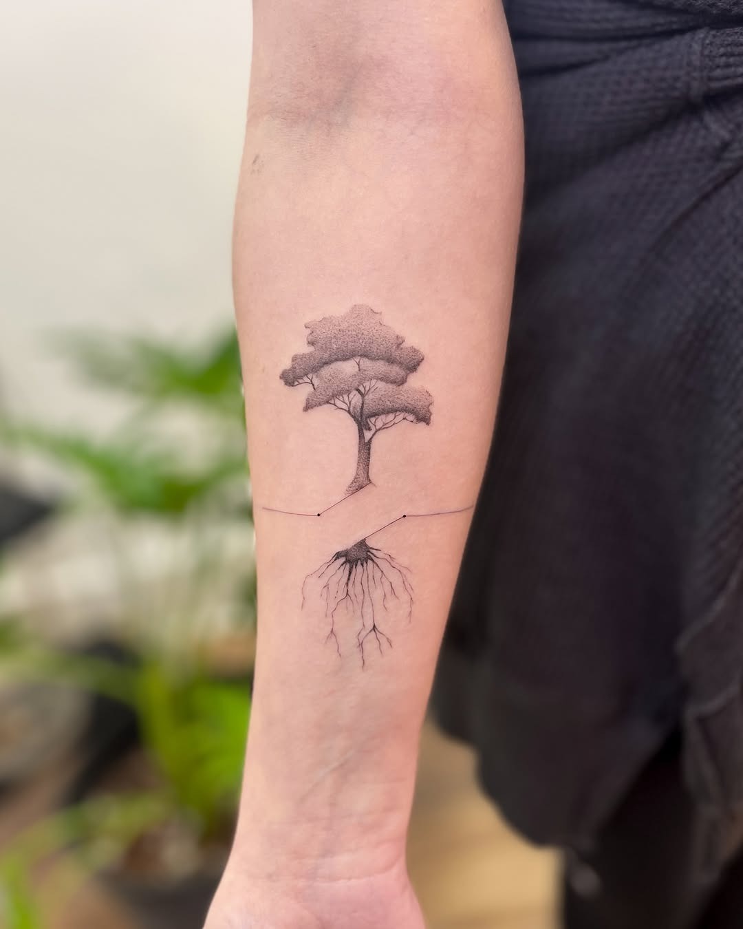 Symbolic tree tattoo with roots design. Tattoo Design