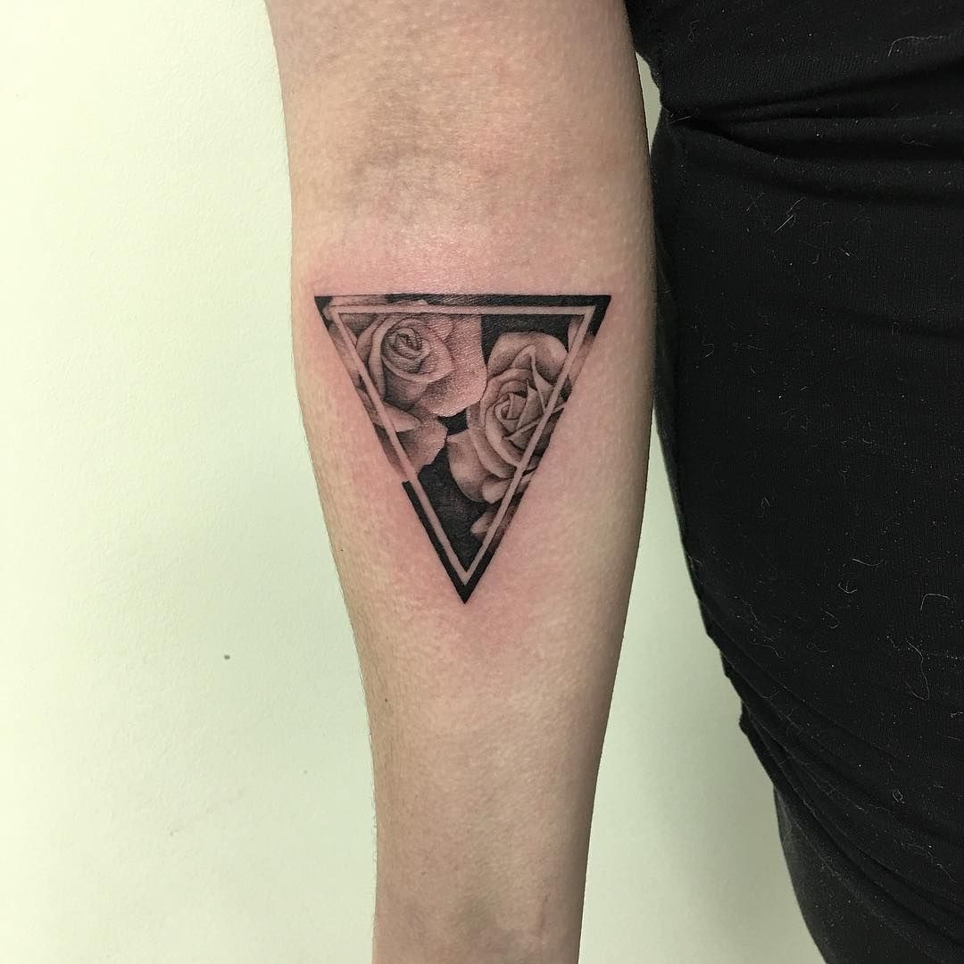 Inverted Rose Triangle Tattoo Design