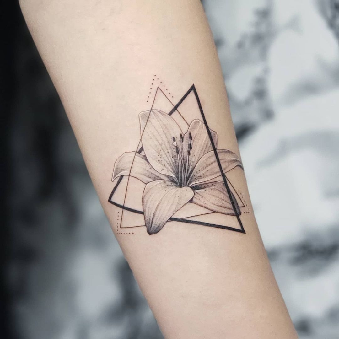 Lily Through Lines Tattoo Design
