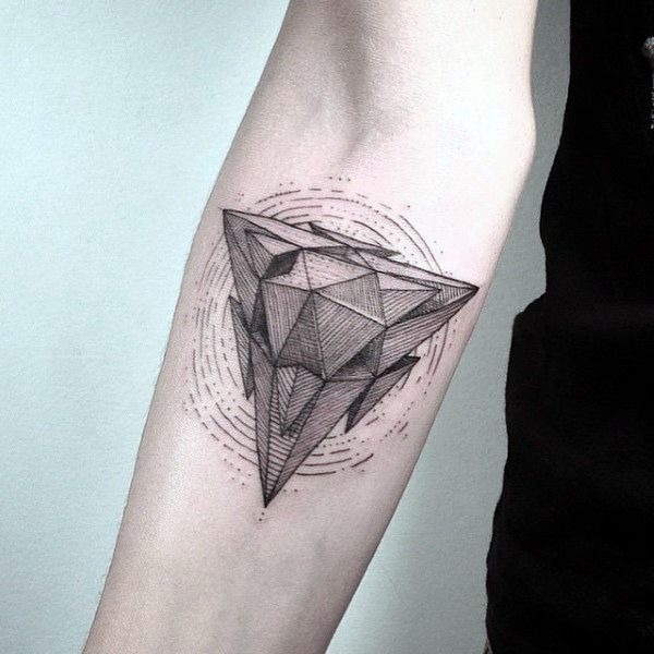 Low-Poly Tetra Orbit Tattoo Design