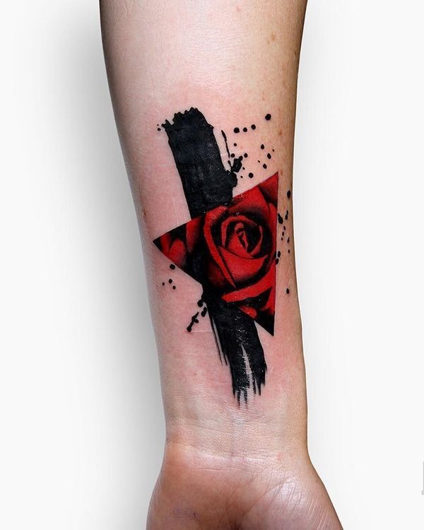 Red Rose Cutout Tattoo Design