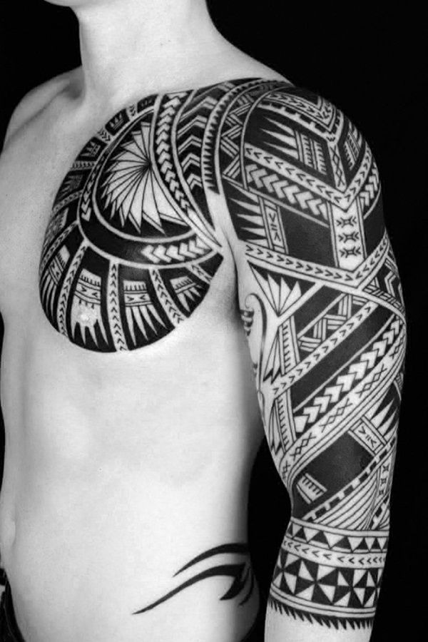 Marquesan Chest and Sleeve Tattoo Tattoo Design