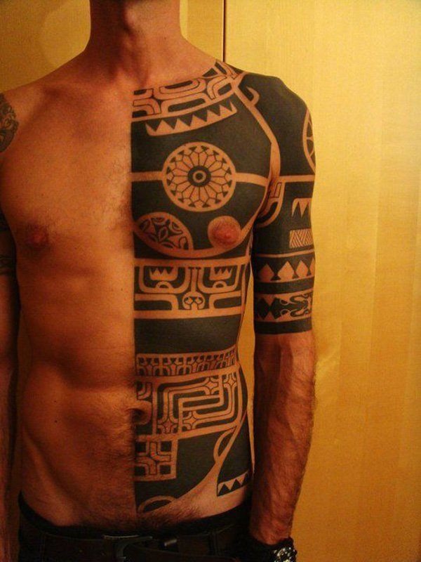 Two coloured Tribal Tattoo on a Hand Tattoo Design