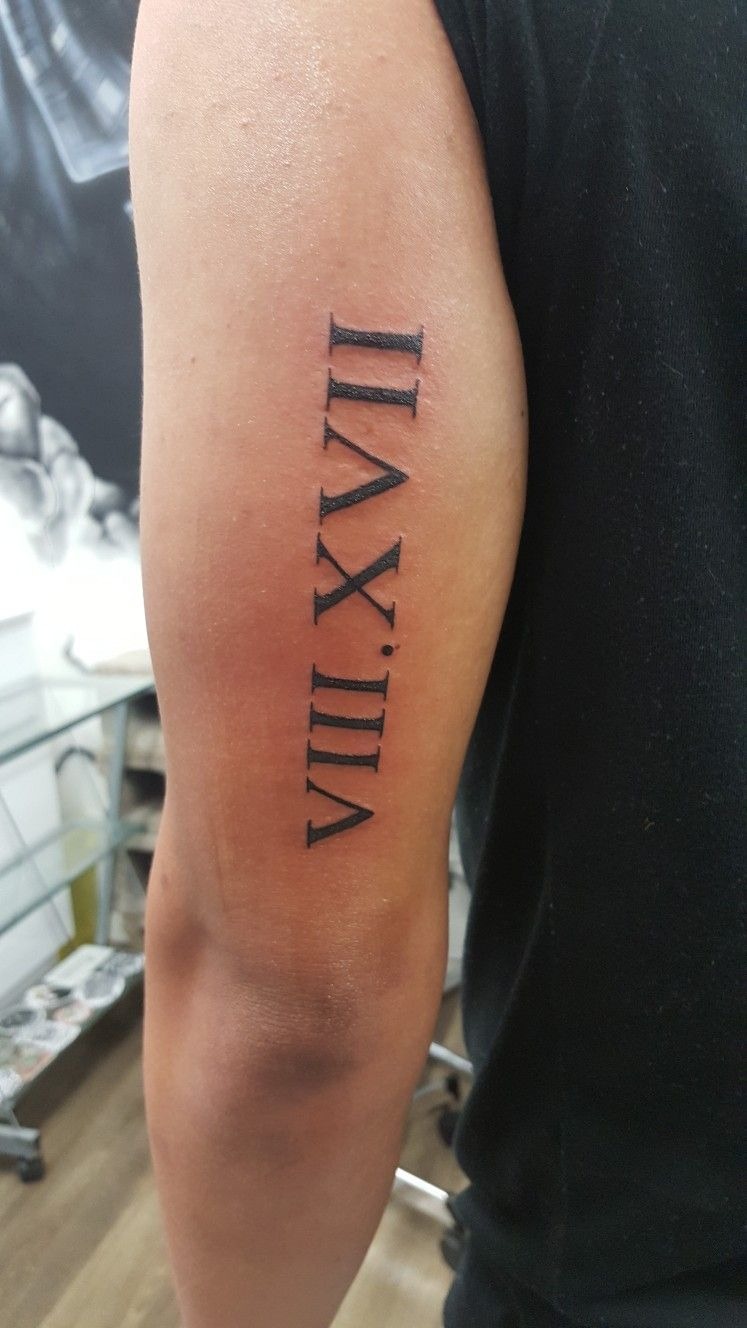 Bold Roman Numerals Vertical, a tattoo design rendered in bold.
